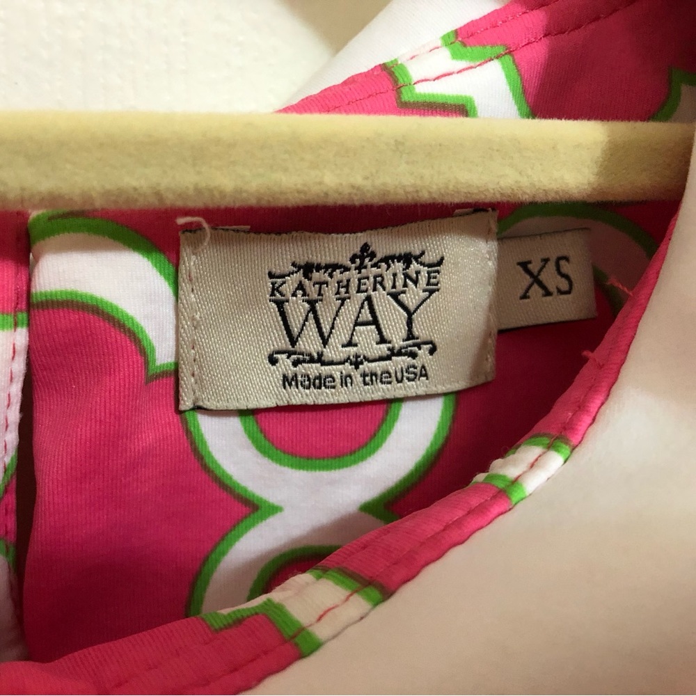 Katherine Way pink, white, and green patterned dress size xs - Picture 3 of 5
